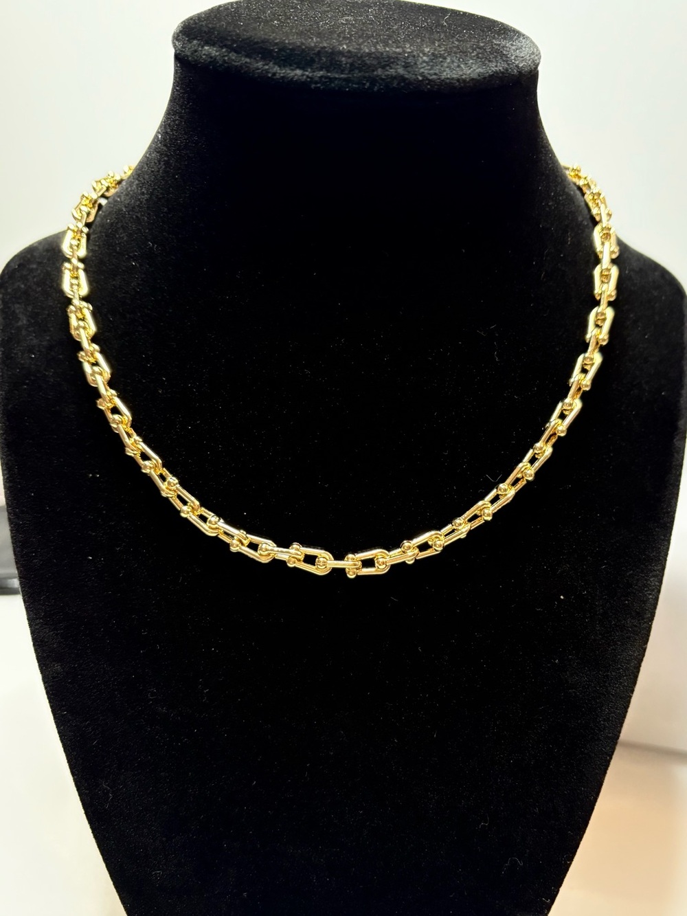 14k Gold Filled Mini Horse Bit Chain Necklace. Versatile Lengths. 15-17 inches.